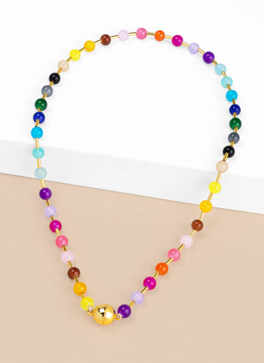 Glass Bead Magnet Short Necklace