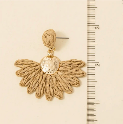Straw Weave Half Flower Dangle Earrings