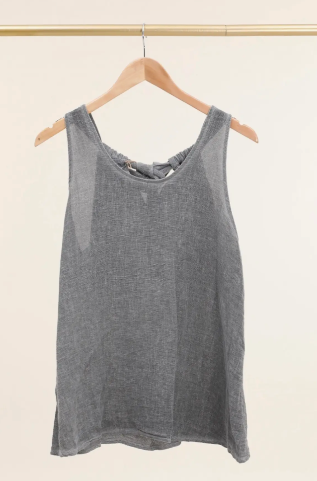 Italian Linen-Cotton Tie-Back Tank/ 5 colors