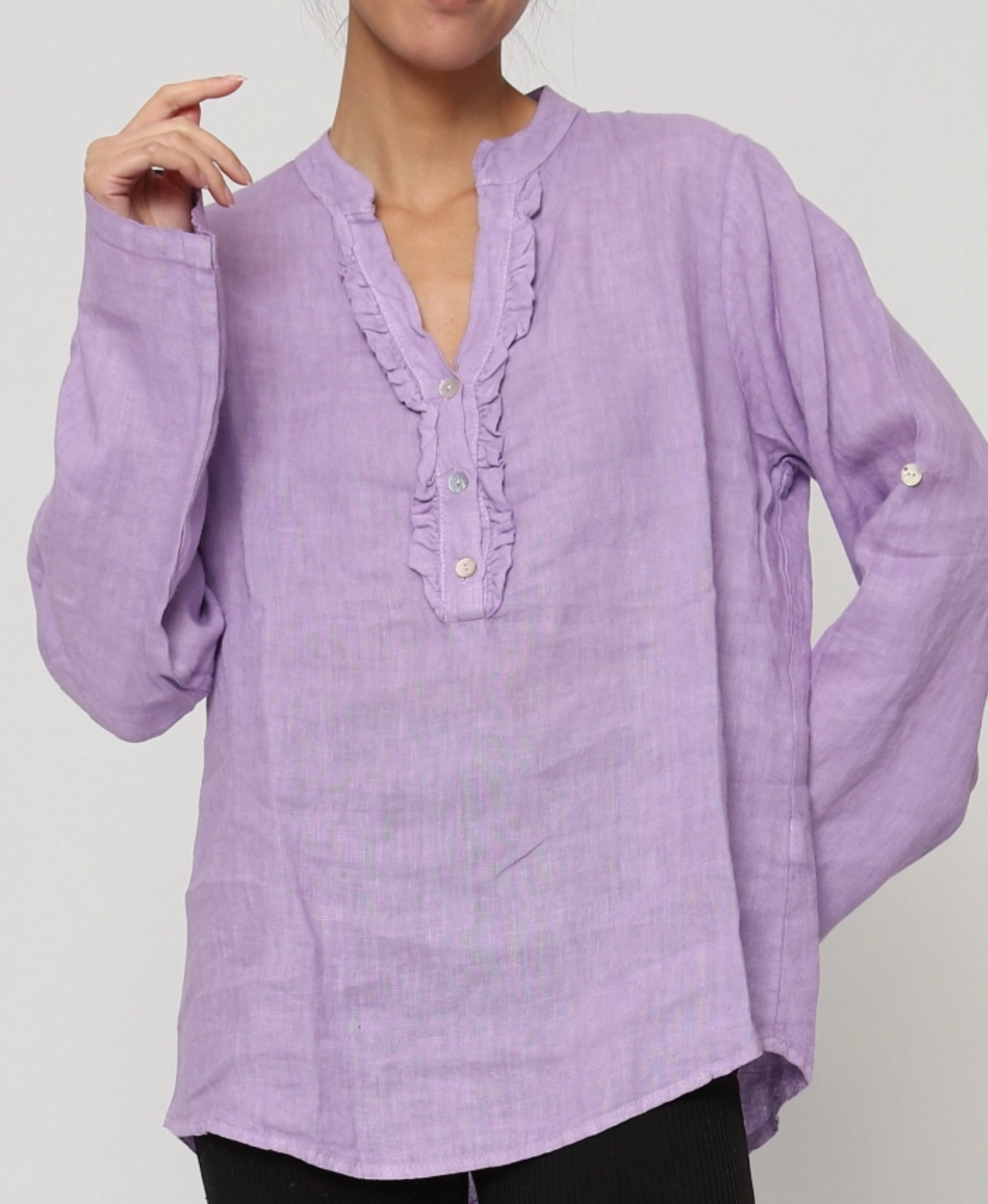 Italian Linen Henley Blouse