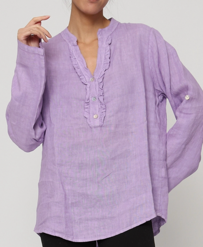 Italian Linen Henley Blouse