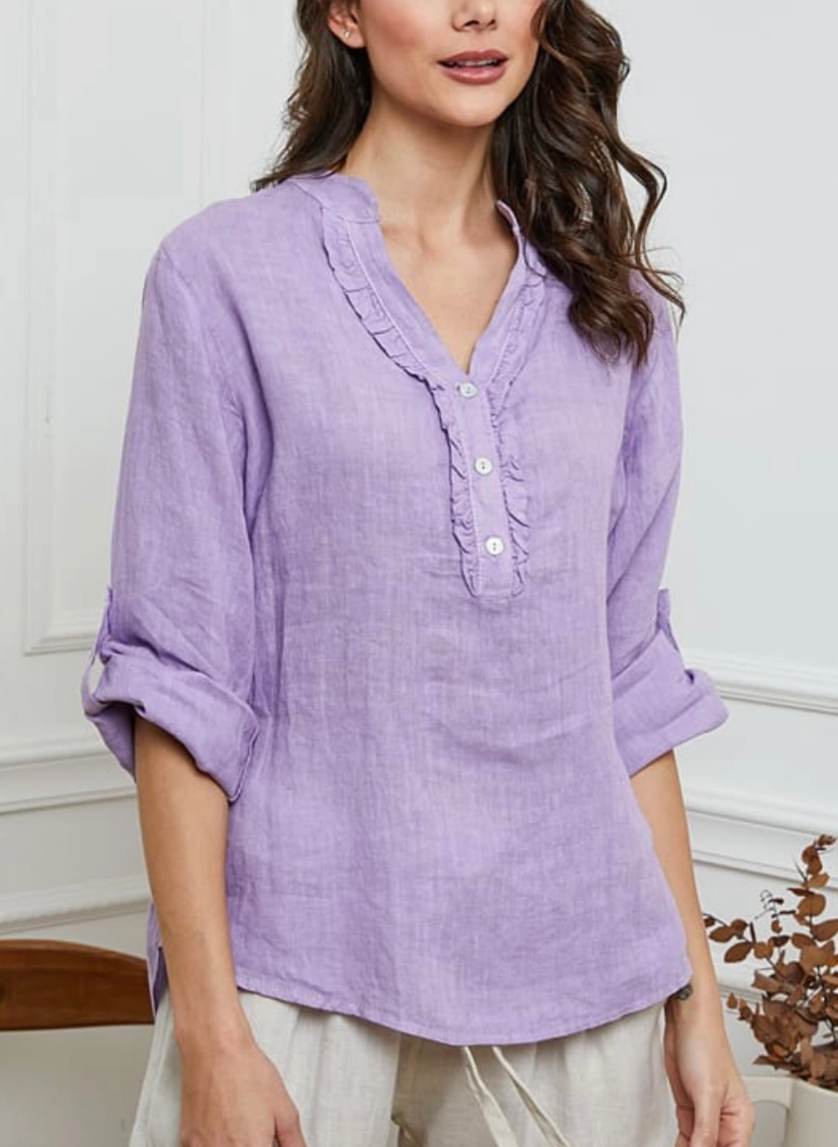 Italian Linen Henley Blouse