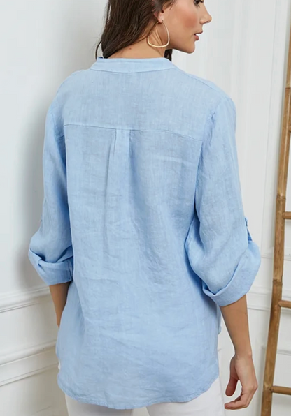 Italian Linen Henley Blouse