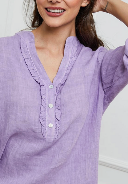 Italian Linen Henley Blouse