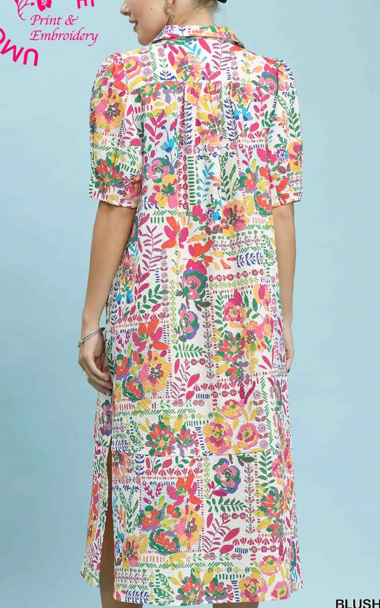 Collared printed Midi Dress
