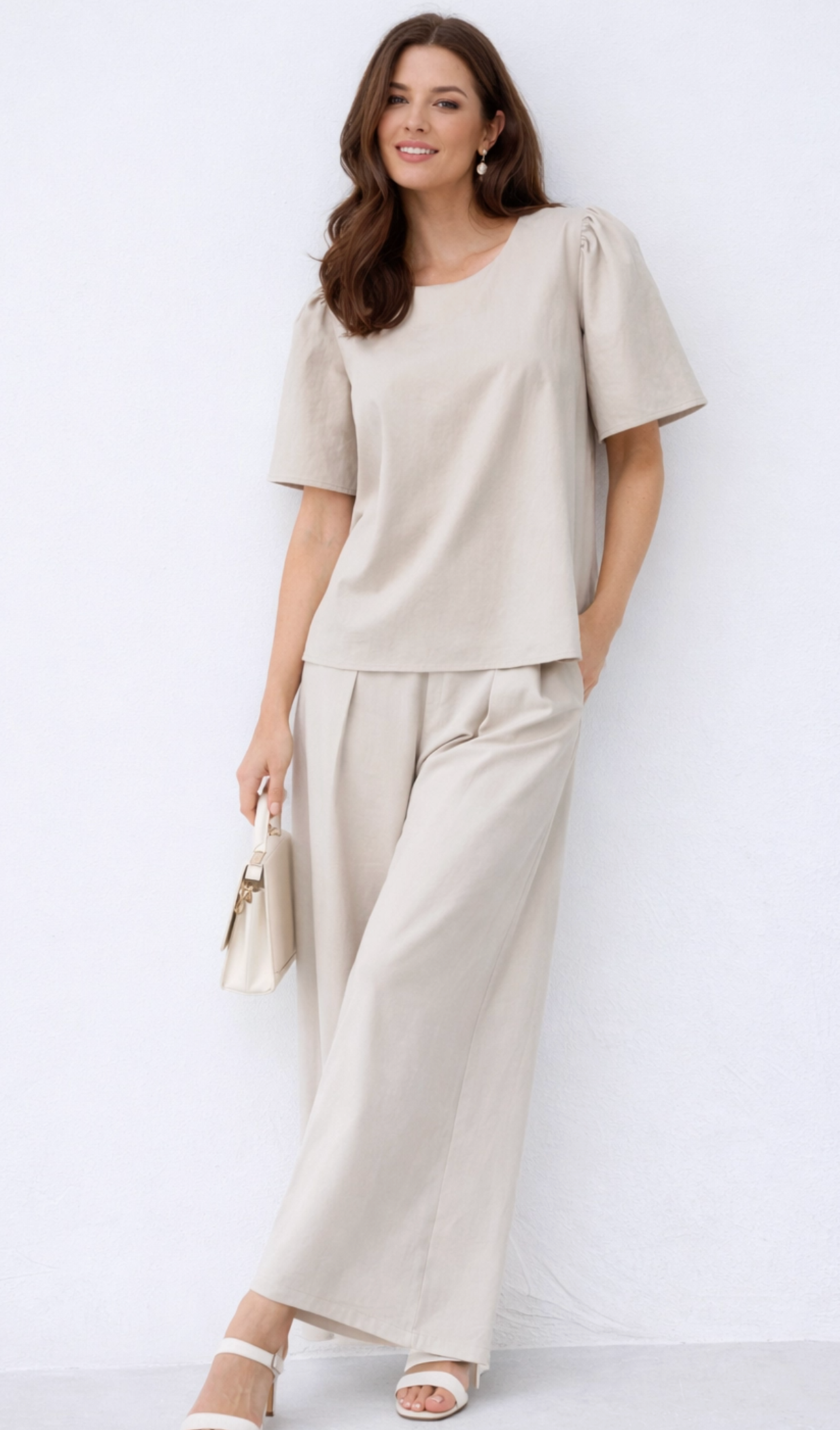 Poplin Two Piece Pant Set - now 2 colors Black or Taupe