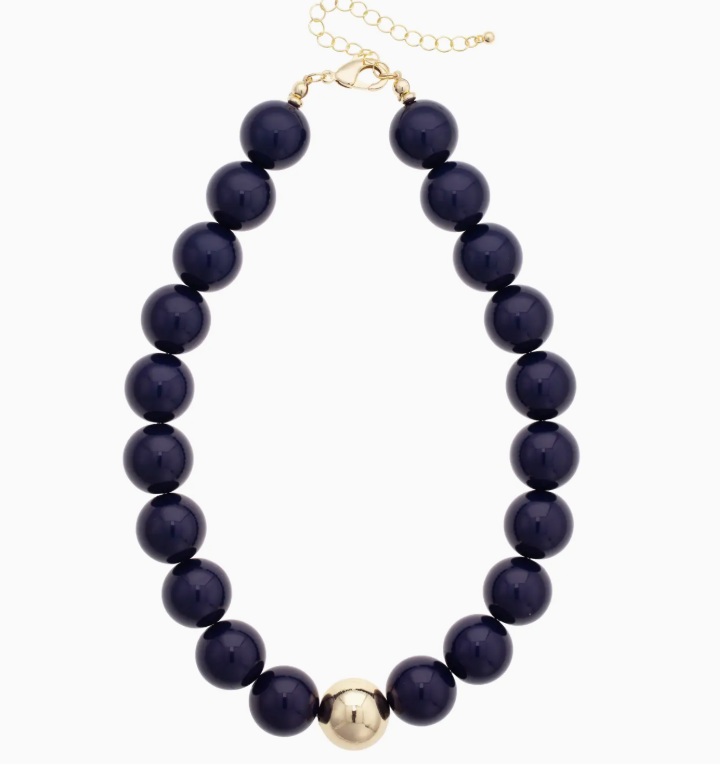 Game Day Chunky Round Bead Necklace