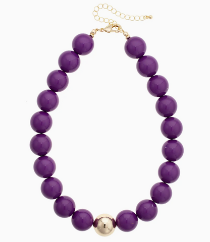 Game Day Chunky Round Bead Necklace