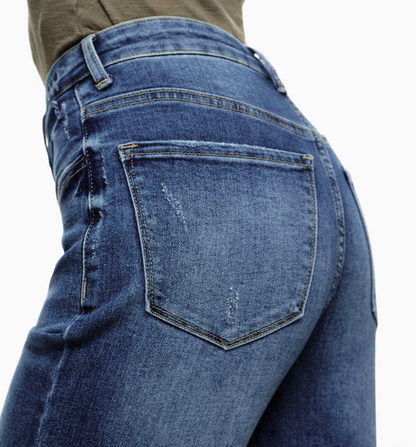 Front Seam High Rise Wide Leg Jeans