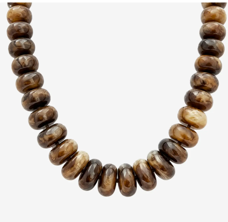 Fall Resin Flat Bead Statement Necklace / 2 colors
