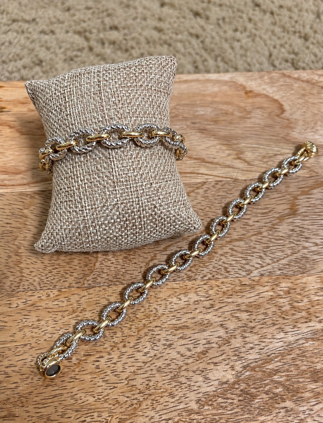 Two-Tone Textured Link Bracelet