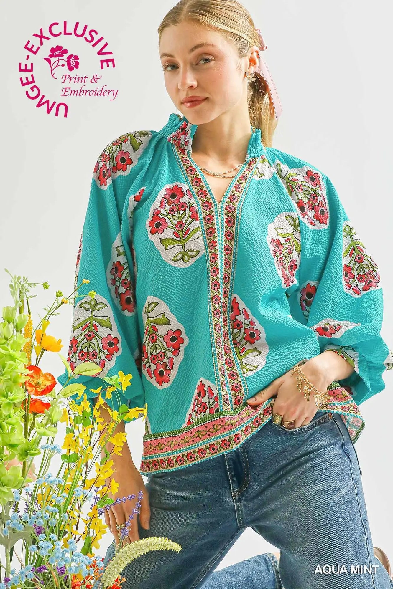 Boho Floral Print Top