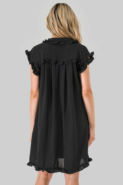 Game Day Ruffle Button Down Dress/5 colors