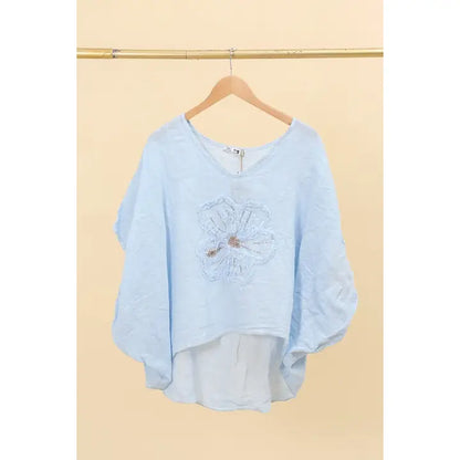 Italian Linen Flower Blouse