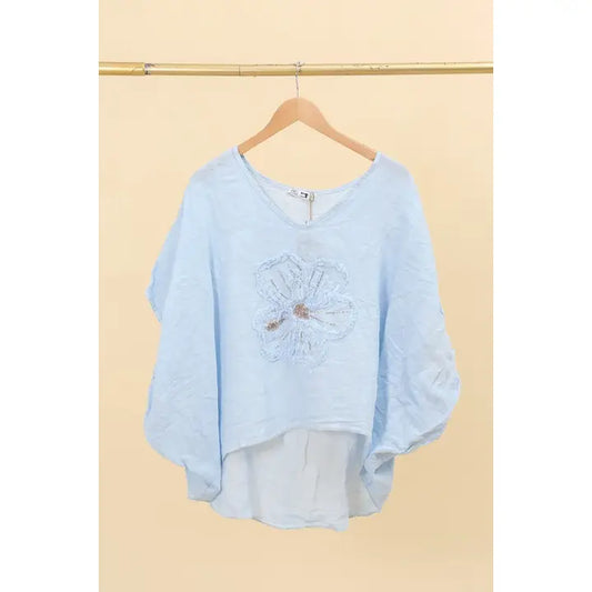 Italian Linen Flower Blouse