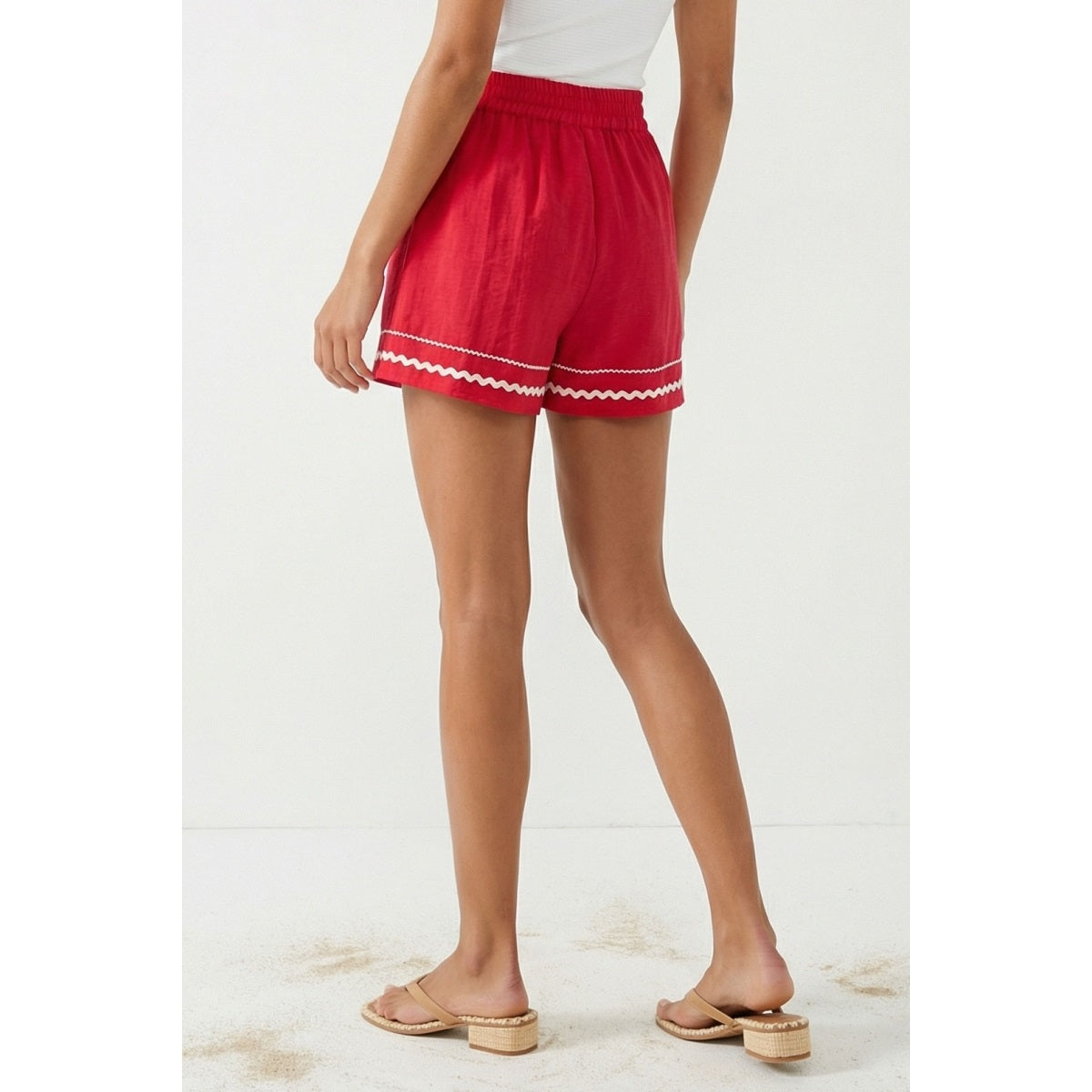 Contrast Trim Linen Blend Shorts / 4 colors