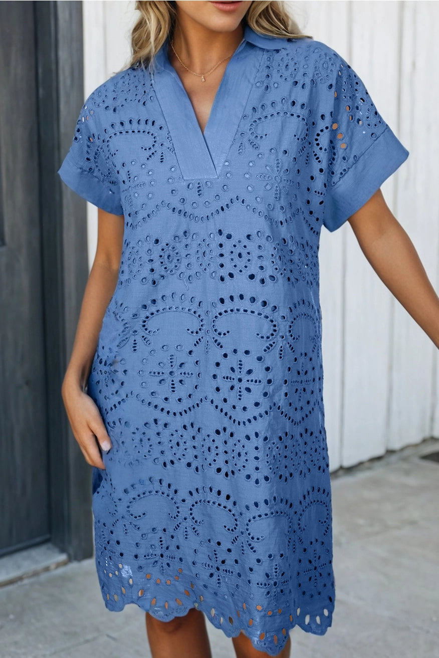 Eyelet Embroidered Dress-3 colors