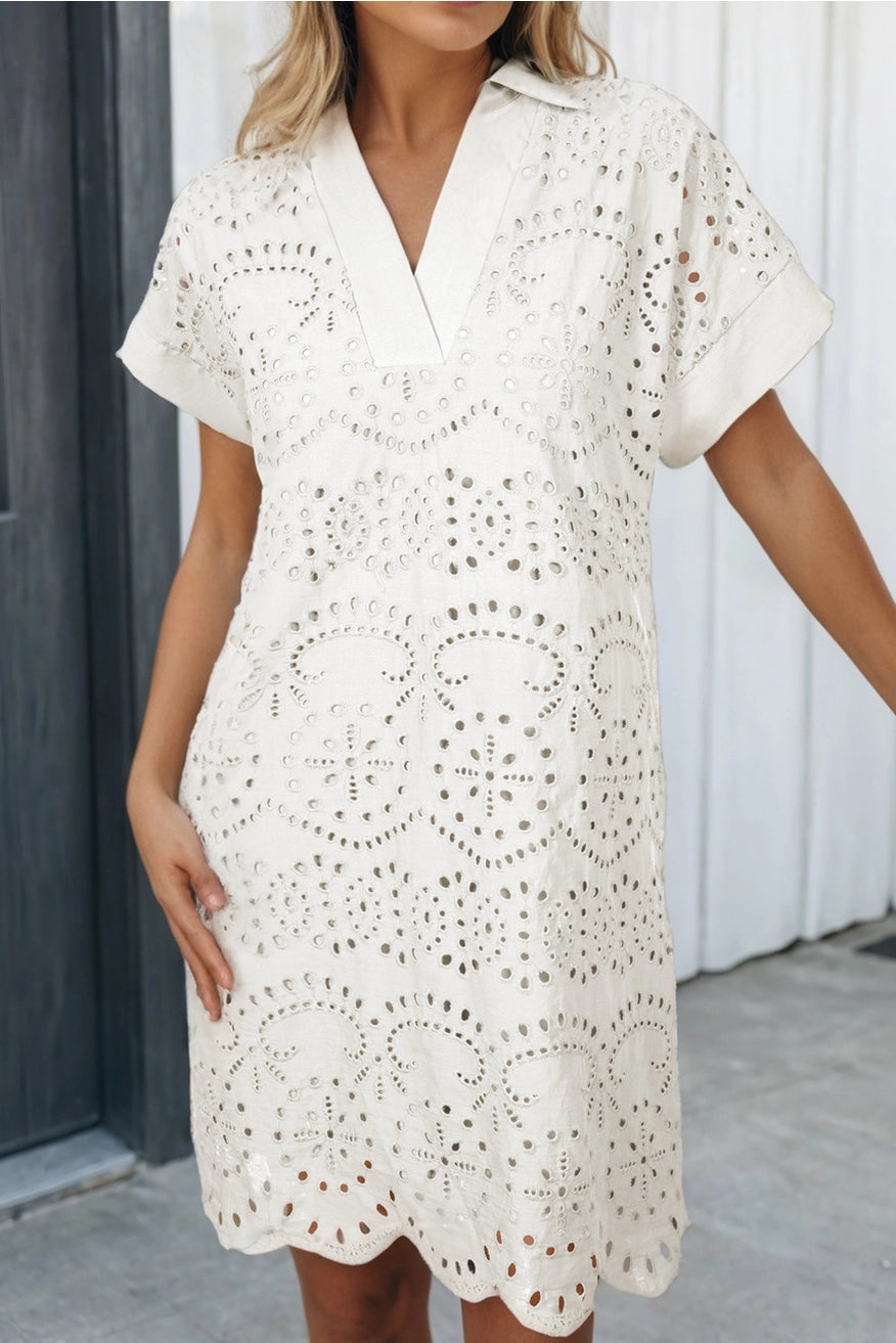 Eyelet Embroidered Dress-3 colors