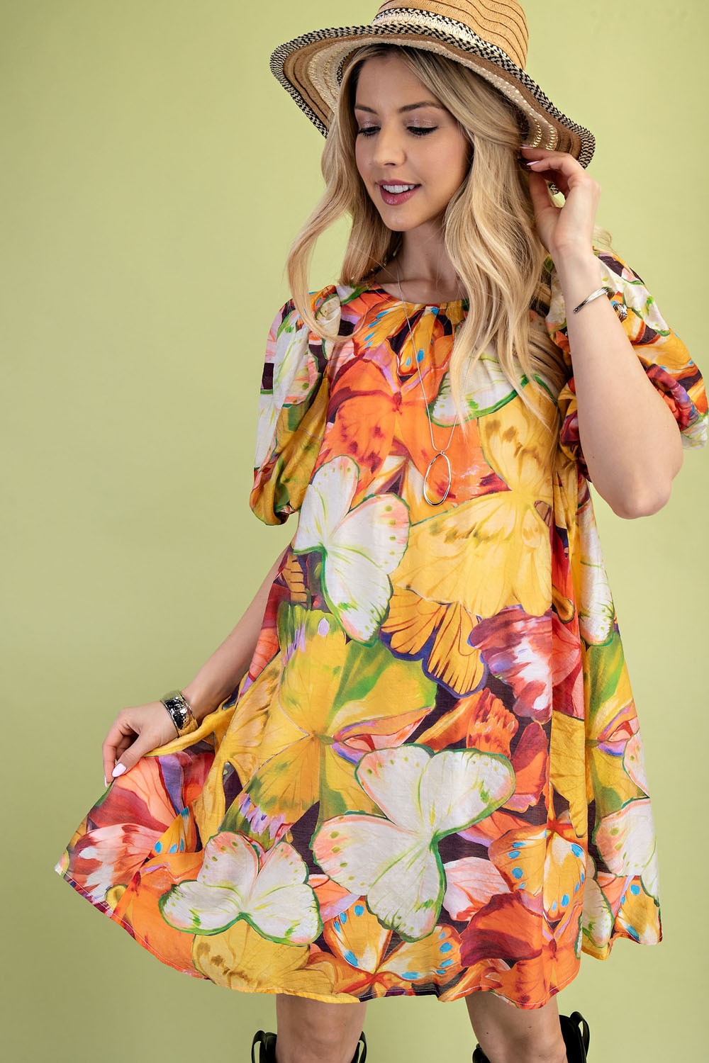 Tropical print a line dress