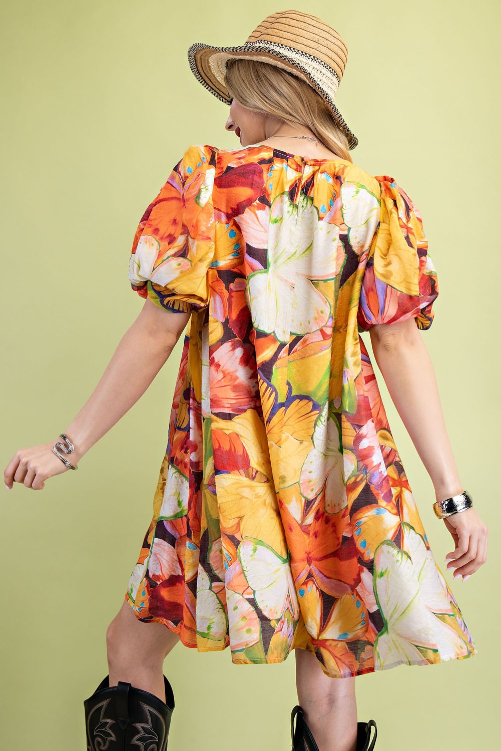 Tropical print a line dress