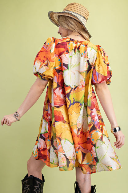 Tropical print a line dress