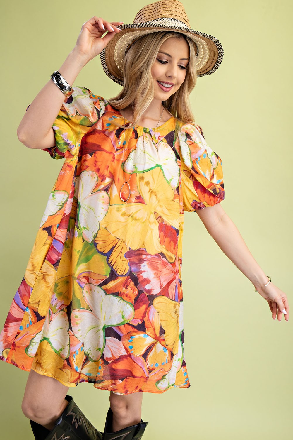 Tropical print a line dress
