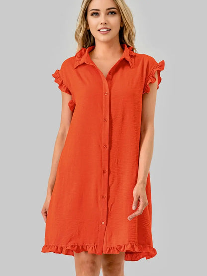 Game Day Ruffle Button Down Dress/5 colors