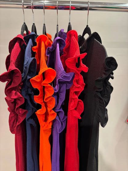 Game Day Ruffle Button Down Dress/5 colors