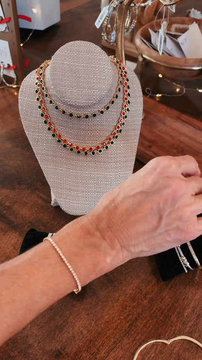 Rhinestone Inlay Bangle – Gold or Silver