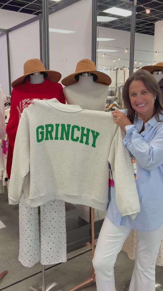 "Grinchy" & "Naughty"  Reversible Mockneck Sweatshirt