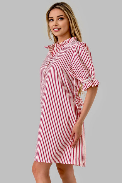 Red stripe seersucker gameday dress