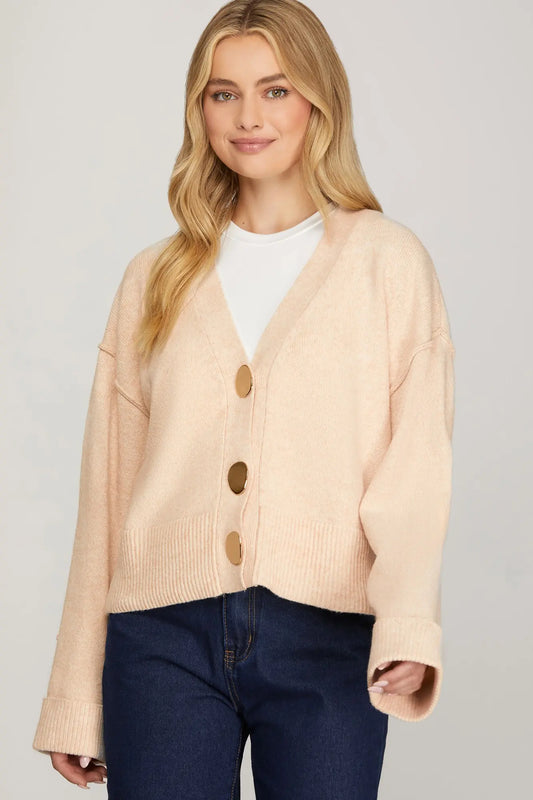 Long Sleeve Button Down Knit Sweater Cardigan