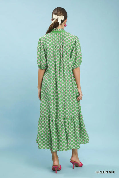 Floral Print Button Down Midi Dress