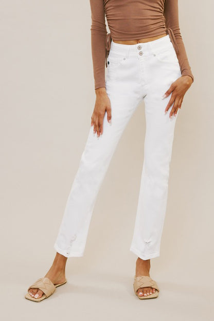 High Rise Straight Leg White Jean