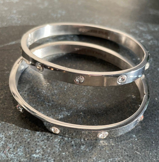 Silver Ardsley CZ Metal bangle Bracelets