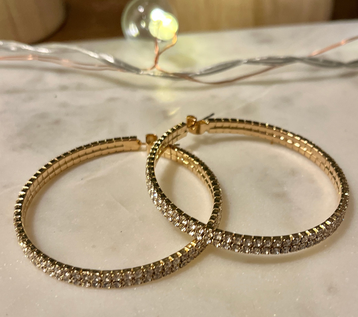 Rhinestone Hoop Earrings GOLD