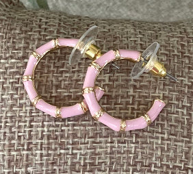 Sadie Pink Bamboo Small hoop earrings