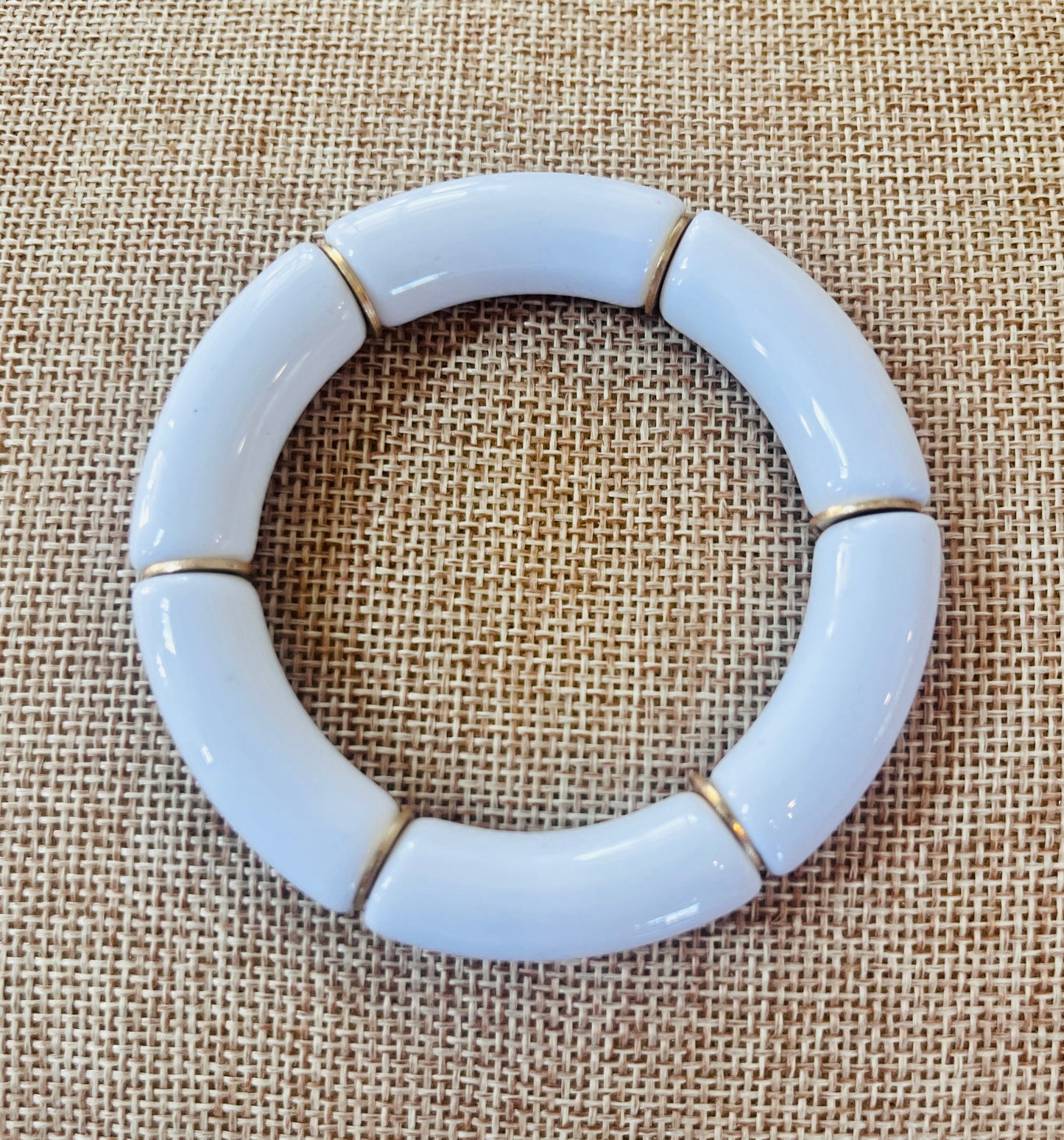 Acrylic Bamboo White Stretch Bracelet