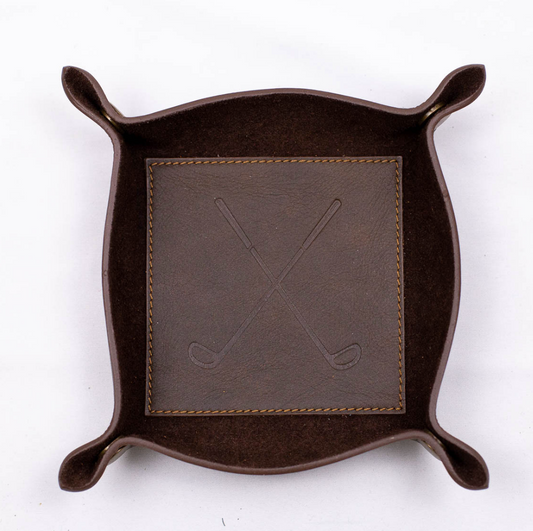 Golf Embossed Leather Valet Tray
