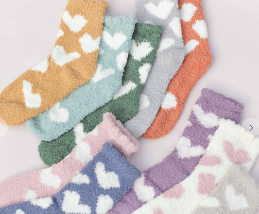 Fuzzy Heart Socks / 4 colors