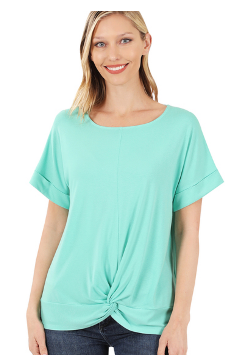 Crepe Knot-Front Top / 3 colors