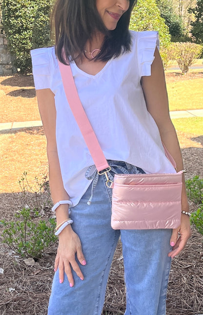 Metallic Puffer Cross Body Purse / 3 colors