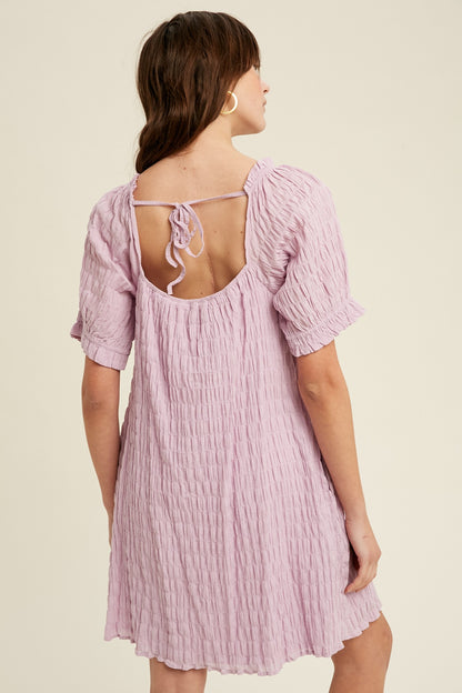 Lilac Smocking-like Woven Dress